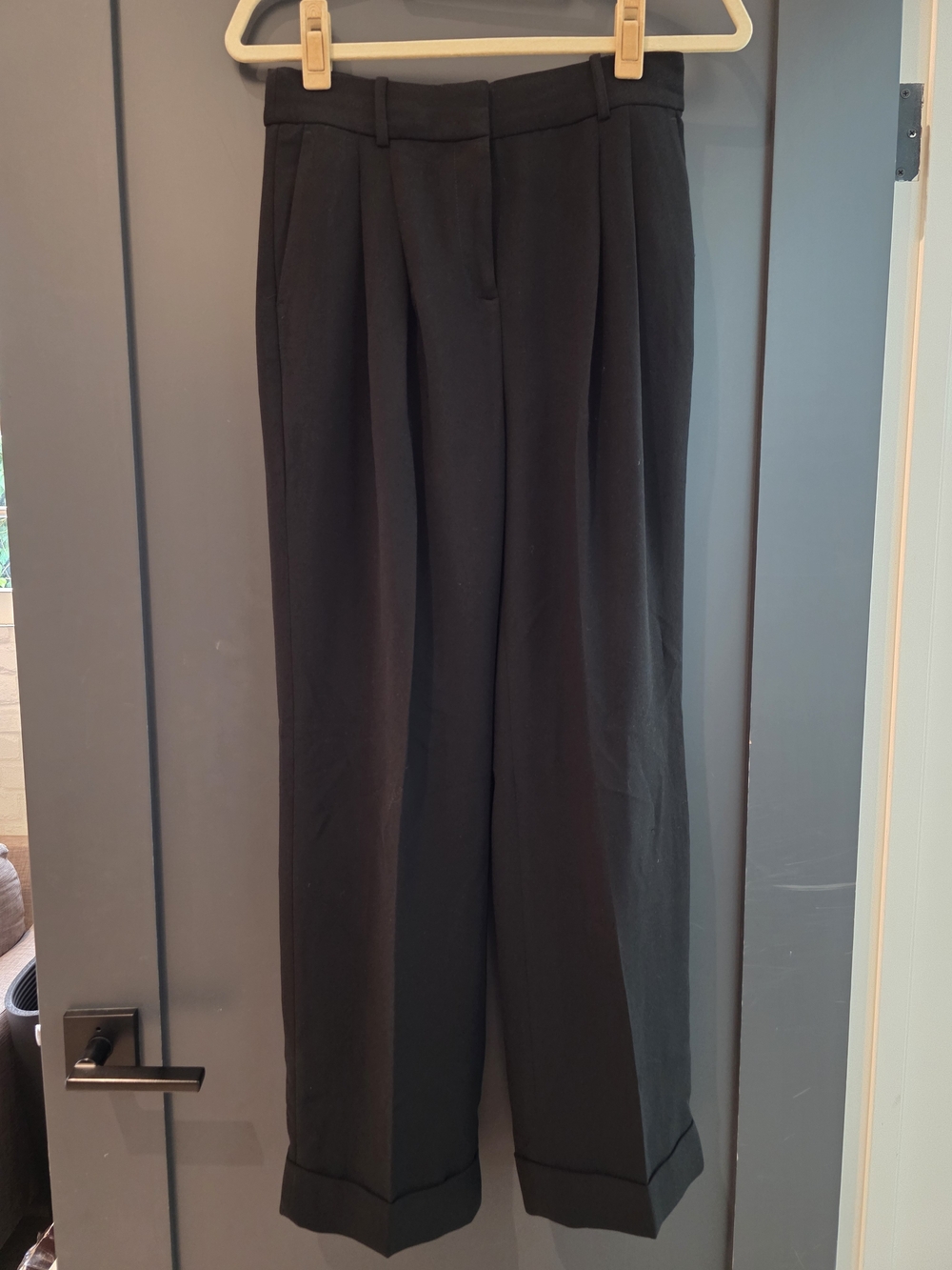 J. Crew Black High-Rise Pleated Wide-Leg Trousers